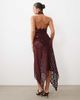 Lioness Lioness Trophy sheer lace intricate floral detail asymmetric skirt set in burgundy-RED - 4