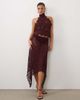 Lioness Lioness Trophy sheer lace intricate floral detail high neck top set in burgundy-RED - 2