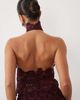Lioness Lioness Trophy sheer lace intricate floral detail high neck top set in burgundy-RED - 3