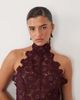 Lioness Lioness Trophy sheer lace intricate floral detail high neck top set in burgundy-RED - 4