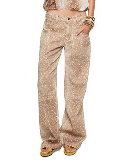 Lioness Lioness Uptown Cotton High Rise Wide Leg Jeans in Fawn
