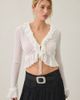 Lioness Lioness Venice Ruffle Tie-Front Long Sleeve Top in Powder white, Women's at Urban Outfitters - 1