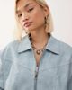 Lioness Lioness Vista Exclusive leather look contrast stitch bomber jacket in baby blue - 4