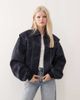 Lioness Lioness Vista leather look contrast stitch bomber jacket in black-Navy - 1