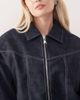 Lioness Lioness Vista leather look contrast stitch bomber jacket in black-Navy - 3