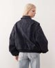 Lioness Lioness Vista leather look contrast stitch bomber jacket in black-Navy - 4