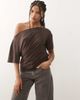 Lioness Lioness Wildlands slinky slash neck off the shoulder top in chocolate-Brown - 1