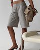 Lioness Sevigney Long Elasticated Shorts Cream Check - 2