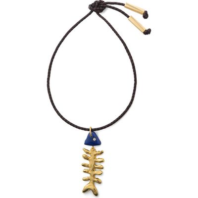 Éliou Éliou Bone Pendant Leather Necklace