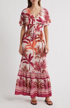 Lipsy Lipsy Palm Print Maxi Dress