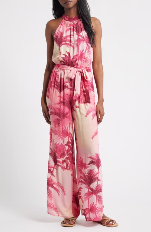 Lipsy Lipsy Palm Tree Print Halter Jumpsuit