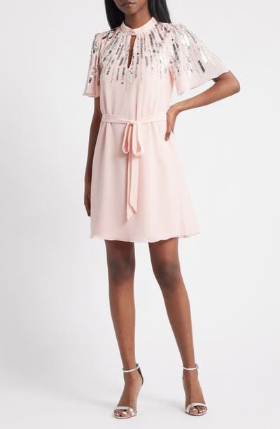 Lipsy Lipsy Sequin Embellished Cutout Tie Waist Dress