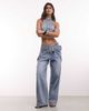 Liquor N Poker Liquor N Poker baggy belt buckle detail jeans in washed blue - part of a set - 1
