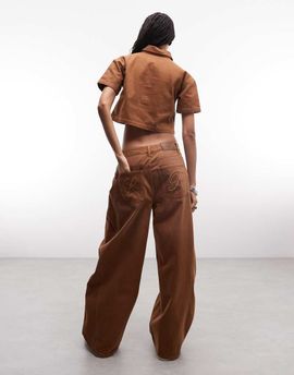 Liquor N Poker Liquor N Poker baggy horseshoe jeans in washed chocolate - part of a set-Brown
