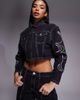 Liquor N Poker Liquor N Poker boxy denim jacket with appliqué detailing in black - part of a set - 1