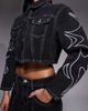 Liquor N Poker Liquor N Poker boxy denim jacket with appliqué detailing in black - part of a set - 4