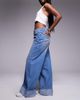 Liquor N Poker Liquor N Poker cinch midrise turn up baggy denim jeans in midwash blue - 3