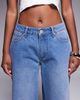 Liquor N Poker Liquor N Poker cinch midrise turn up baggy denim jeans in midwash blue - 4