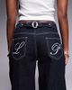 Liquor N Poker Liquor N Poker cinch midrise turn up baggy denim jeans with contrast stiching in darkwash blue - 4