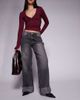 Liquor N Poker Liquor N Poker cinch midrise turn up baggy denim jeans with contrast stiching in darkwash gray - 1