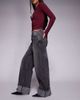Liquor N Poker Liquor N Poker cinch midrise turn up baggy denim jeans with contrast stiching in darkwash gray - 2