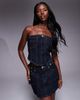 Liquor N Poker Liquor N Poker denim bandeau crop top in dark wash blue - 1