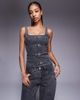 Liquor N Poker Liquor N Poker denim corset with buckle detail in washed black - part of a set - 1