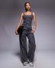 Liquor N Poker Liquor N Poker denim corset with buckle detail in washed black - part of a set - 2