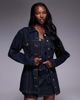Liquor N Poker Liquor N Poker denim jacket with cinch waist in dark wash-Blue - 1