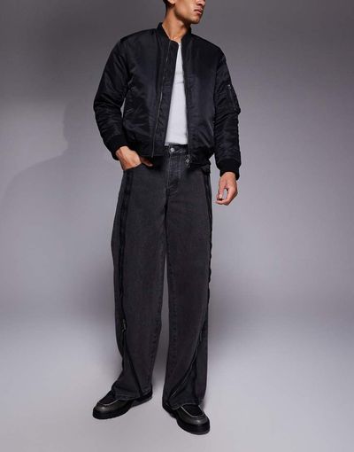 Liquor N Poker Liquor N Poker onyx zip detail baggy jeans in black