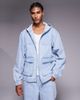 Liquor N Poker Liquor N Poker oversized denim hooded jacket in bleach wash - part of a set-Blue - 1