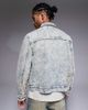 Liquor N Poker Liquor N Poker oversized distressed denim zip jacket in light blue wash - 3