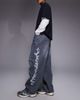 Liquor N Poker Liquor N Poker reign baggy print jeans in gray wash - 1