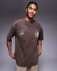 Liquor N Poker Liquor N Poker relaxed 250gsm t-shirt with gothic script in brown wash - 1