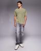 Liquor N Poker Liquor N Poker relaxed fit raw edge emblem T-shirt in washed khaki-Green - 2