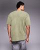 Liquor N Poker Liquor N Poker relaxed fit raw edge emblem T-shirt in washed khaki-Green - 3