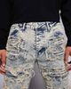 Liquor N Poker Liquor N Poker relaxed stacked rip repair denim jeans in light blue wash - 4