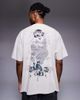 Liquor N Poker Liquor N Poker relaxed t-shirt with distorted love graphict in stone wash-Blue - 1