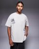 Liquor N Poker Liquor N Poker relaxed t-shirt with distorted love graphict in stone wash-Blue - 3
