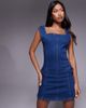 Liquor N Poker Liquor N Poker sleeveless square neck denim mini dress in mid wash blue - 2