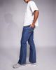 Liquor N Poker Liquor N Poker stacked slim flare denim jeans in dark wash blue - 2