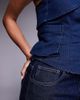 Liquor N Poker Liquor N Poker utility denim bandeau crop top with zip up in dark wash blue - 4