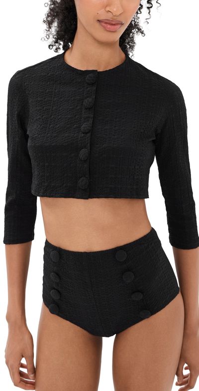 Lisa Marie Fernandez Lisa Marie Fernandez Cardigan Black Seersucker