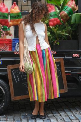 Lisa Says Gah Lisa Says Gah Avery Skirt in Sherbet Stripe, Women's at Urban Outfitters