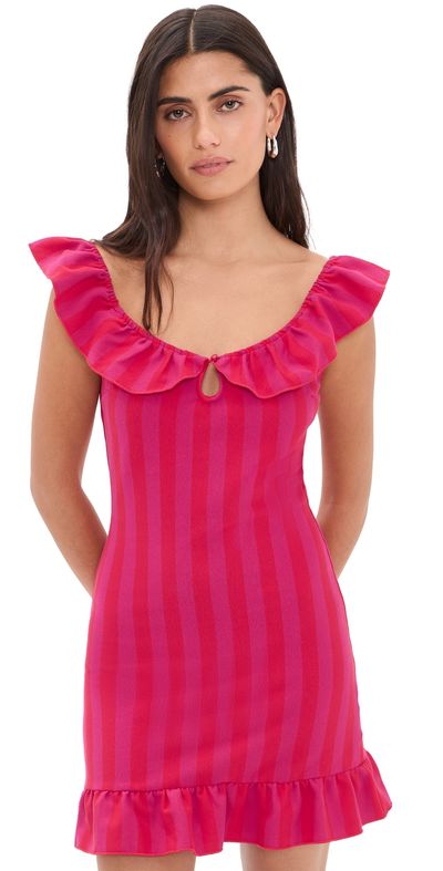 Lisa Says Gah Lisa Says Gah Eloise Mini Dress Raspberry Stripe