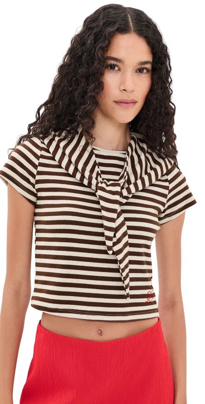 Lisa Says Gah Lisa Says Gah Jude Handkerchief Top Chocolate Stripe