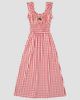 Lisa Says Gah Lisa Says Gah! Lisa Says Gah Annie Gingham Embroidered Dress in Cherry, Women's at Urban Outfitters - 4
