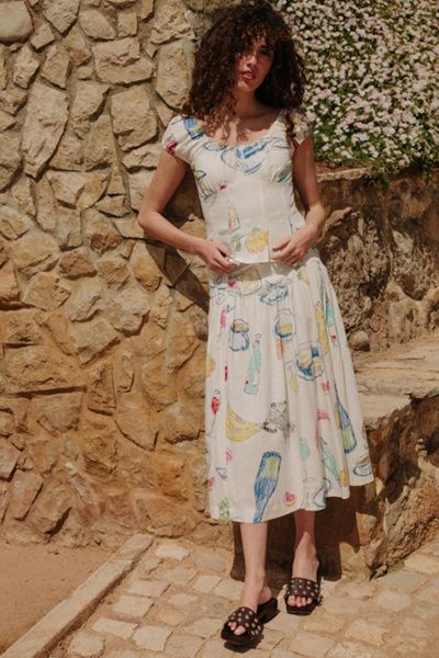 Lisa Says Gah Lisa Says Gah Penny Midi Skirt in Euro Breakfast, Women's at Urban Outfitters