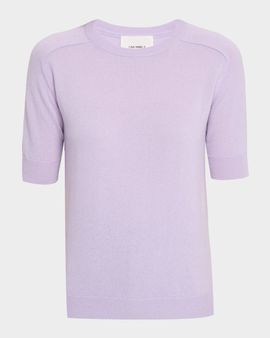 Lisa Yang Kenza Short-Sleeve Cashmere Crewneck Sweater