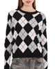 LISA YANG LISA YANG Antoni Cashmere Argyle Sweater Black/Cream/DoveGrey/DeepPlum - 1